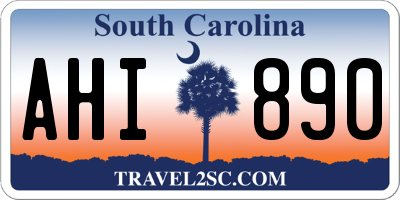 SC license plate AHI890