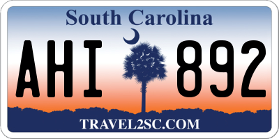 SC license plate AHI892