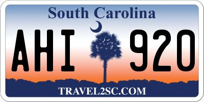 SC license plate AHI920