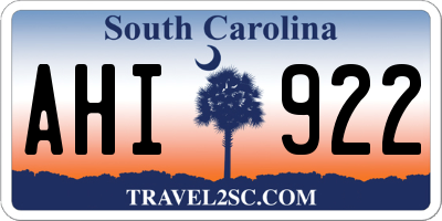 SC license plate AHI922