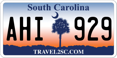 SC license plate AHI929