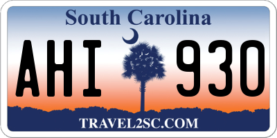 SC license plate AHI930