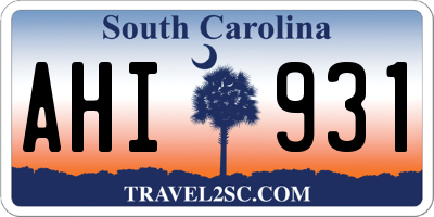 SC license plate AHI931