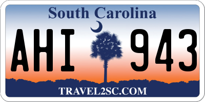 SC license plate AHI943