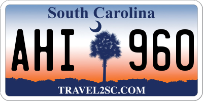SC license plate AHI960