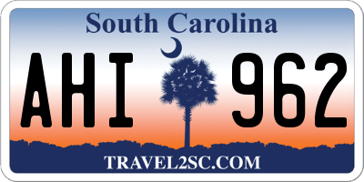 SC license plate AHI962