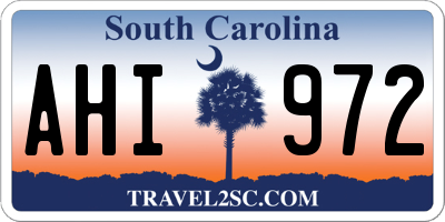 SC license plate AHI972