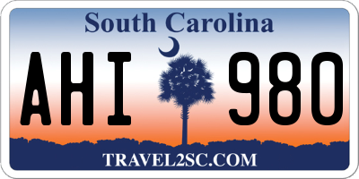 SC license plate AHI980