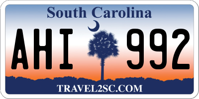 SC license plate AHI992