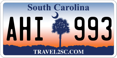 SC license plate AHI993