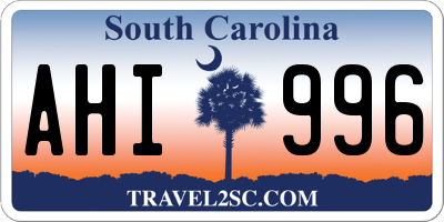 SC license plate AHI996