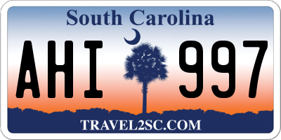 SC license plate AHI997