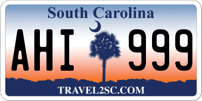 SC license plate AHI999