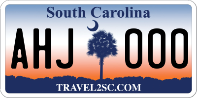 SC license plate AHJ000