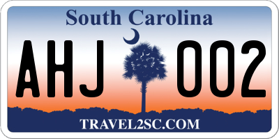 SC license plate AHJ002