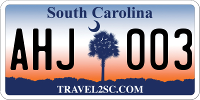SC license plate AHJ003