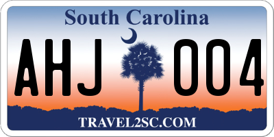 SC license plate AHJ004