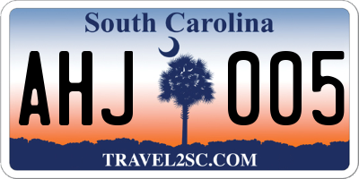 SC license plate AHJ005