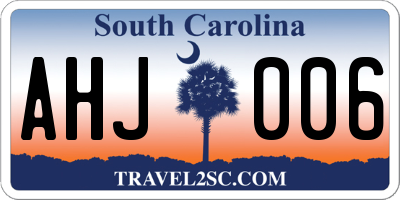 SC license plate AHJ006