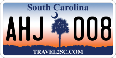 SC license plate AHJ008