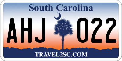 SC license plate AHJ022