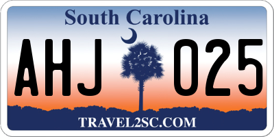 SC license plate AHJ025