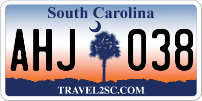SC license plate AHJ038