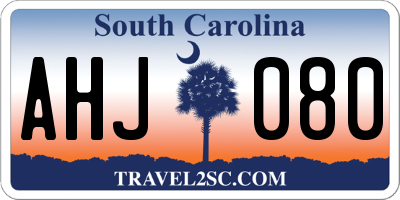 SC license plate AHJ080