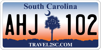 SC license plate AHJ102
