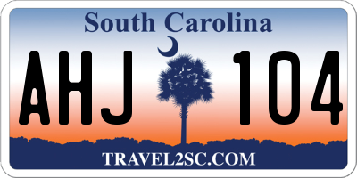 SC license plate AHJ104
