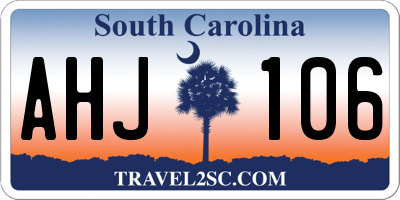 SC license plate AHJ106