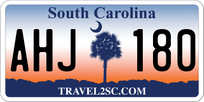 SC license plate AHJ180