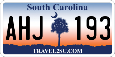 SC license plate AHJ193