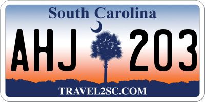 SC license plate AHJ203