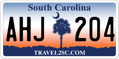 SC license plate AHJ204