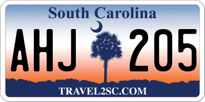 SC license plate AHJ205