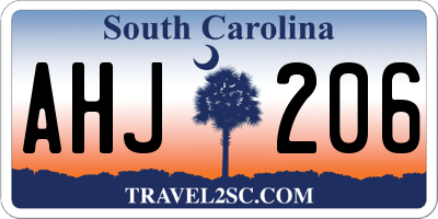 SC license plate AHJ206