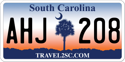 SC license plate AHJ208