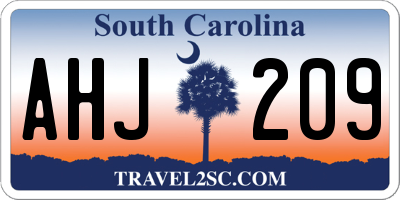 SC license plate AHJ209