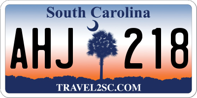 SC license plate AHJ218