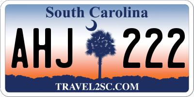 SC license plate AHJ222