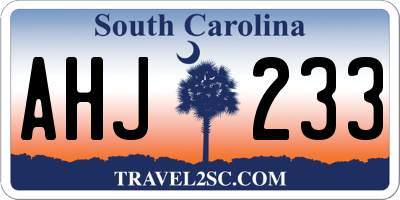 SC license plate AHJ233