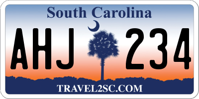 SC license plate AHJ234