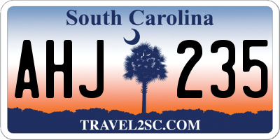 SC license plate AHJ235