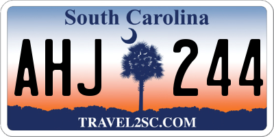SC license plate AHJ244