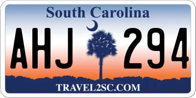 SC license plate AHJ294