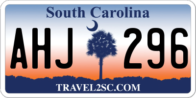 SC license plate AHJ296