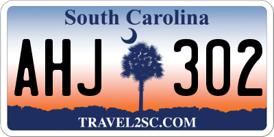 SC license plate AHJ302
