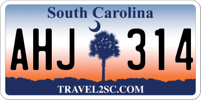 SC license plate AHJ314