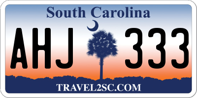 SC license plate AHJ333